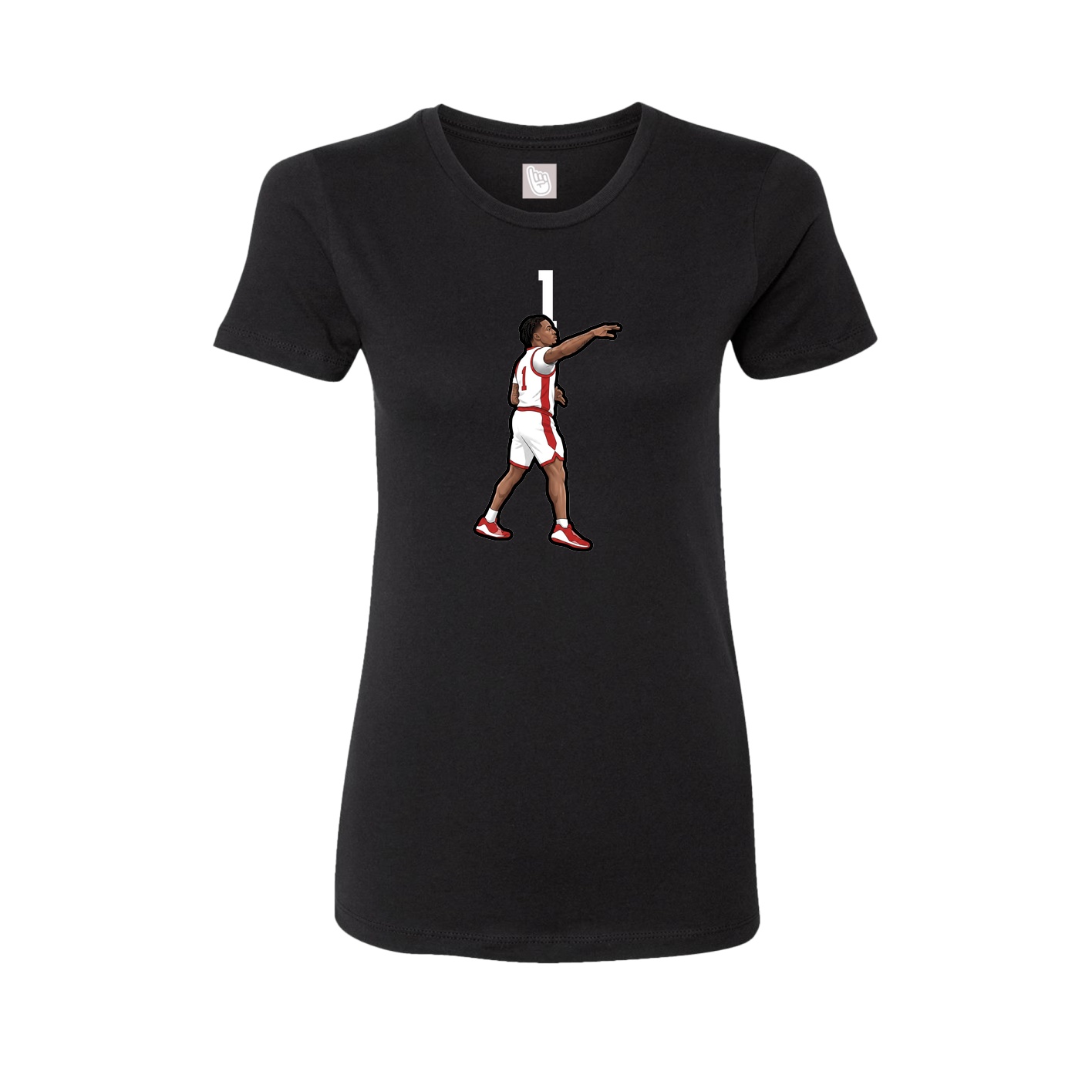 Fitted Women's Tee — Number Top in Black