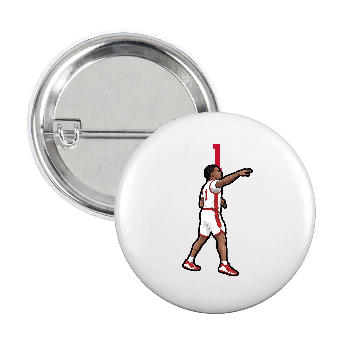Game Day Button — Number Top in White