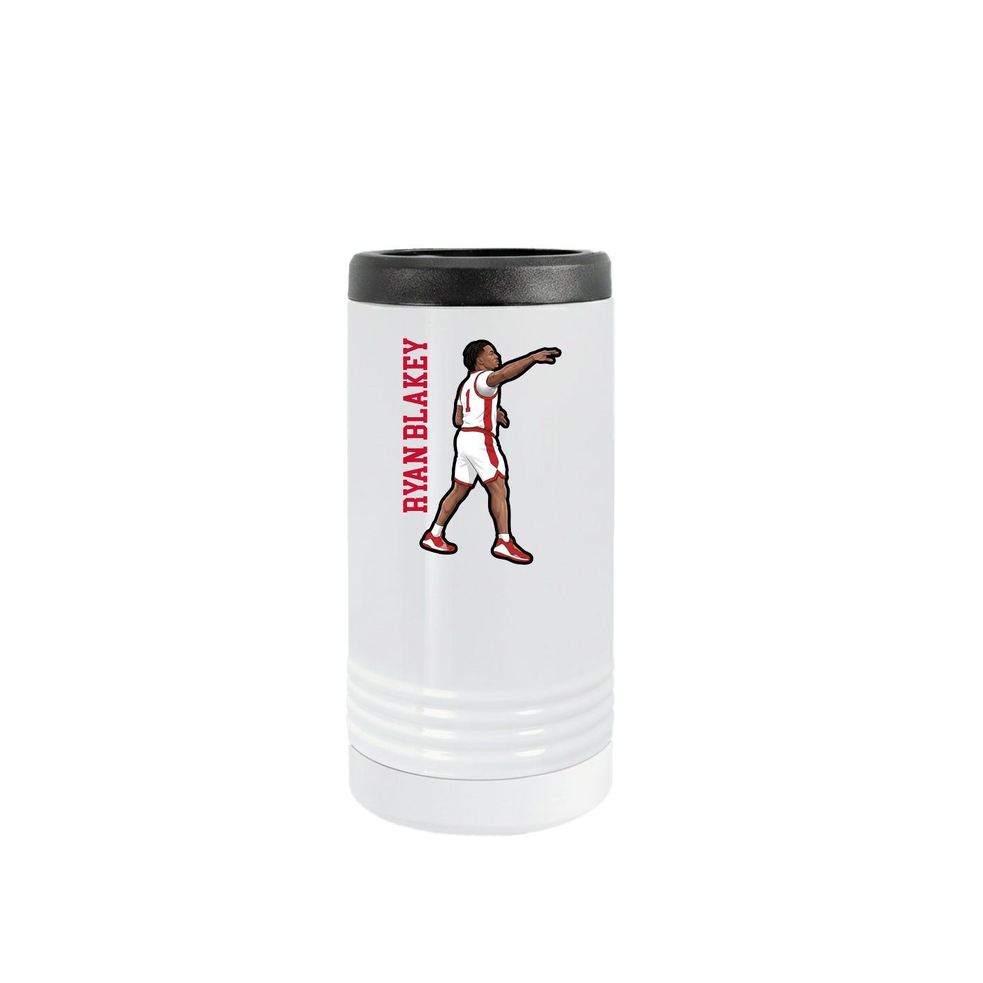 Slim Beverage Holder — Name Vertical in White