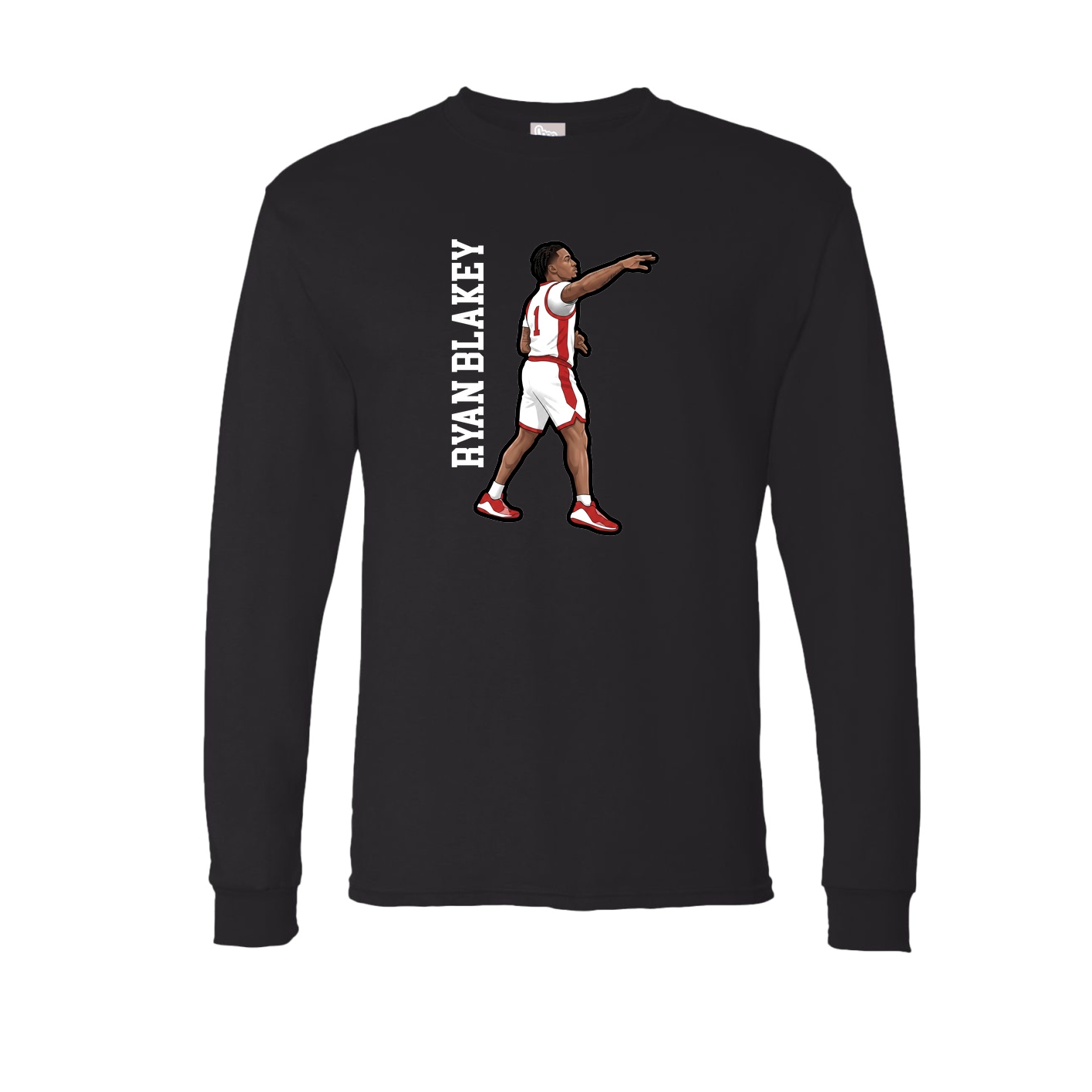 Long Sleeve Tee — Name Vertical in Black