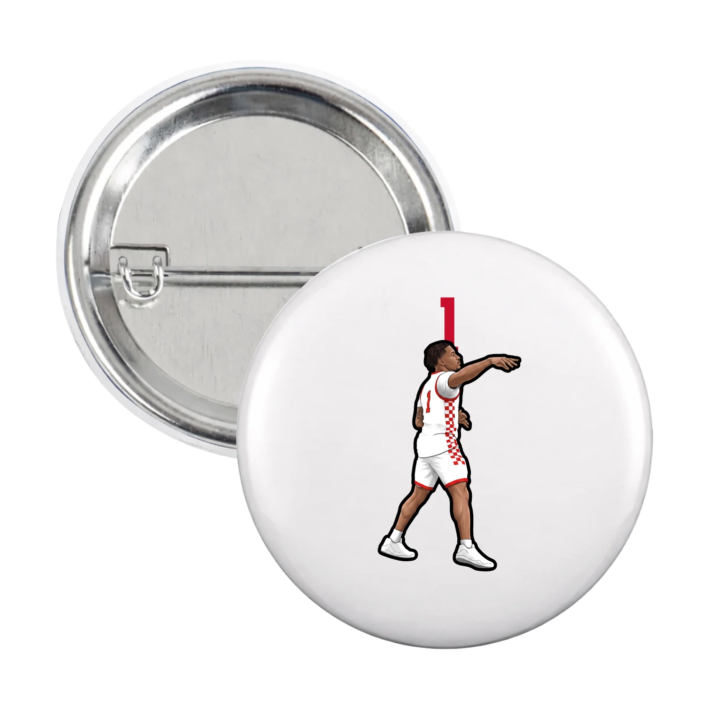 Game Day Button — Number Top in White