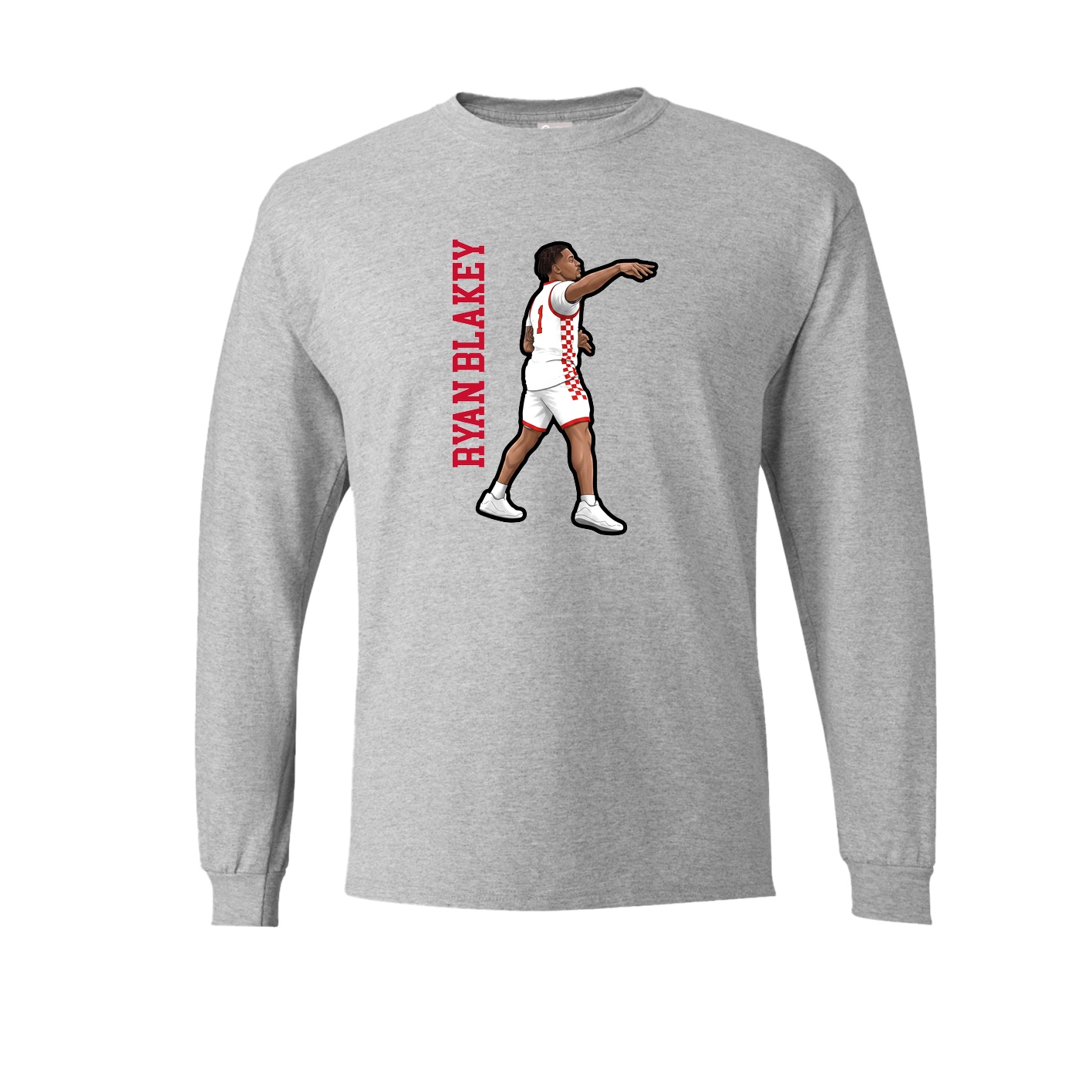 Long Sleeve Tee — Name Vertical in Grey