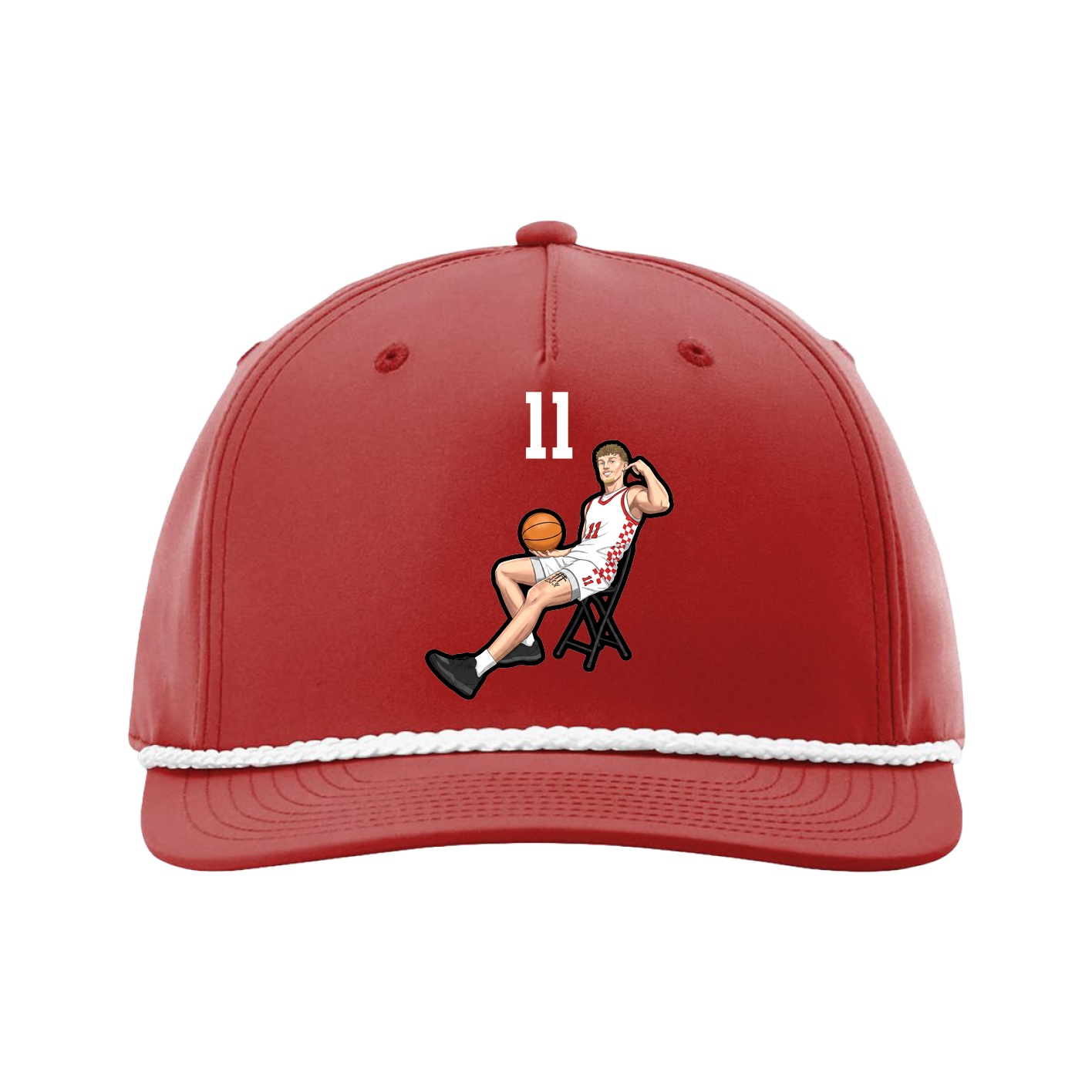 Five-Panel Classic Rope Cap — Number Top in Red