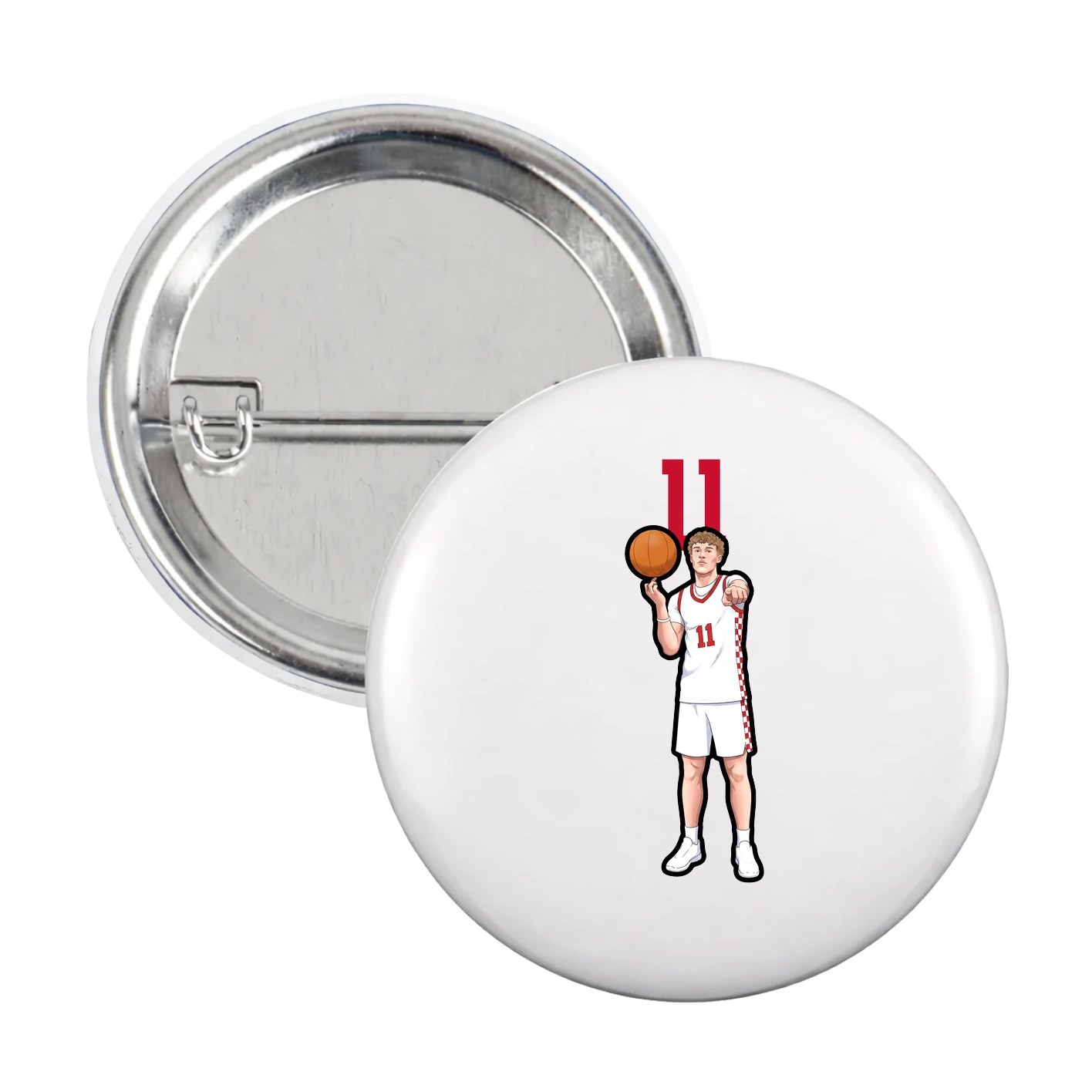Game Day Button — Number Top in White