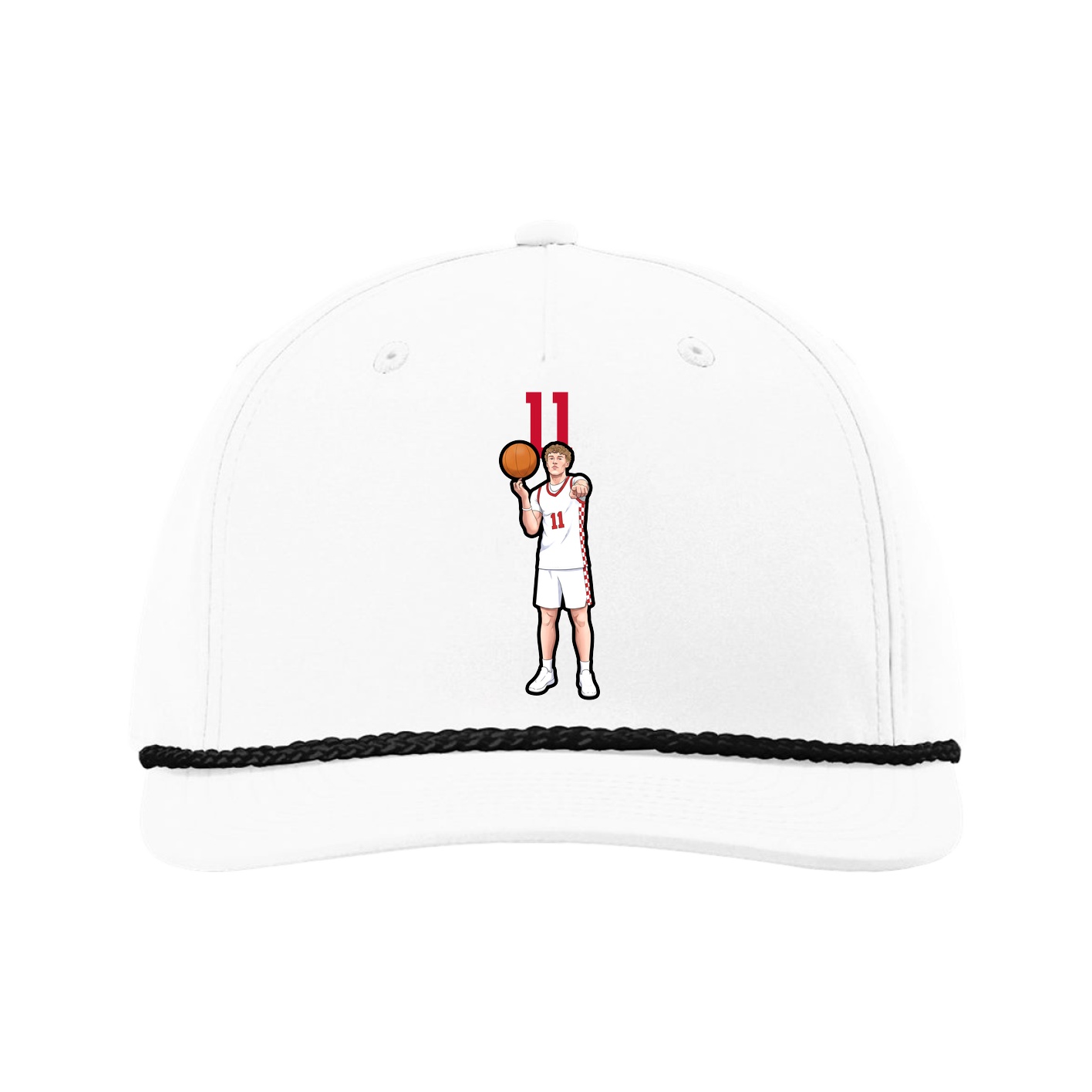 Five-Panel Classic Rope Cap — Number Top in White