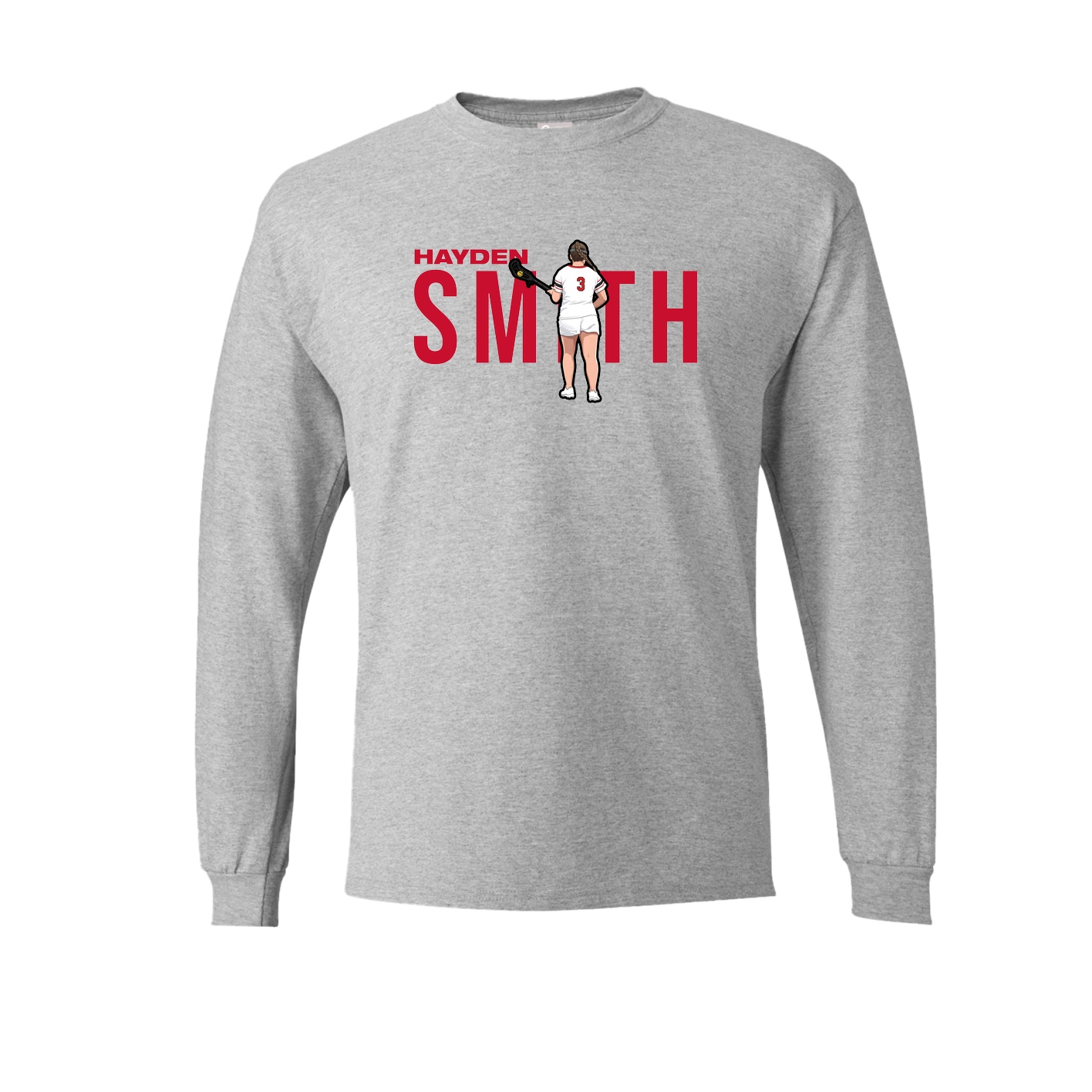 Long Sleeve Tee — Player Name in Grey