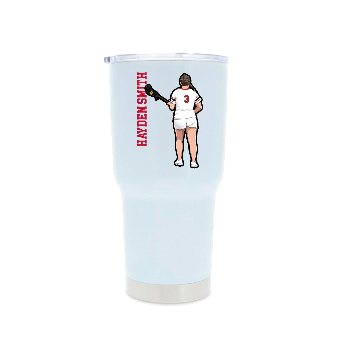 30oz Stainless Steel Tumbler — Name Vertical in White