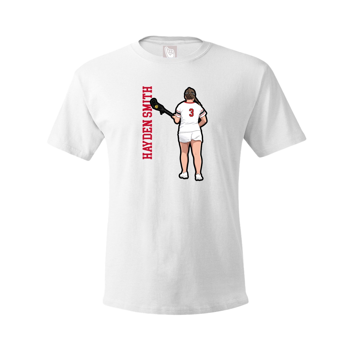 Youth Tee — Name Vertical in White