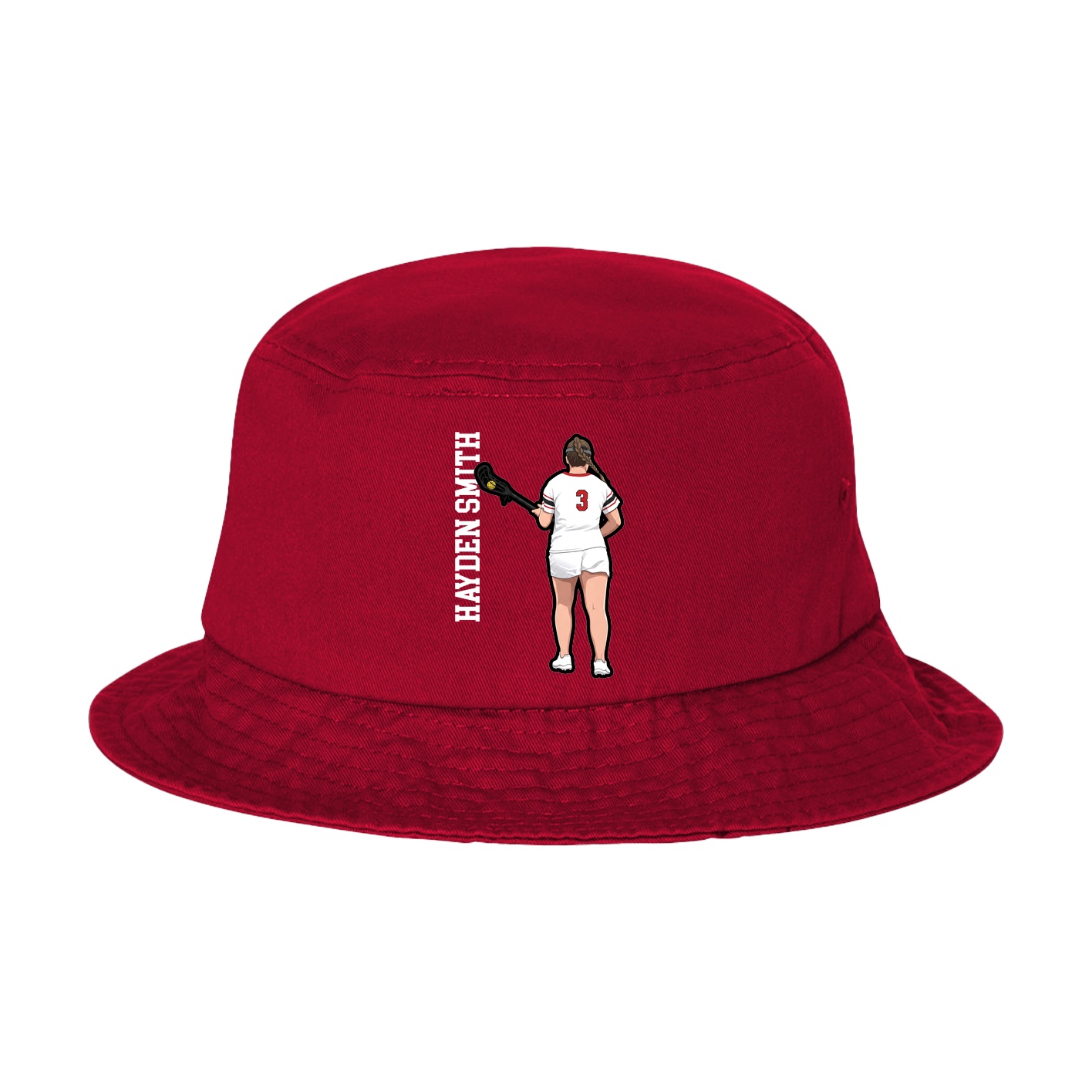 Bucket Cap — Name Vertical in Red