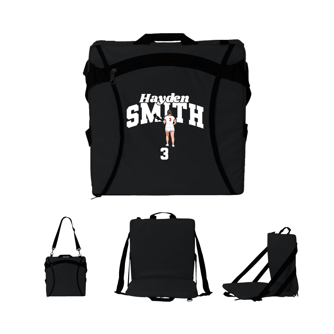 Folding Stadium Seat — Signature Arch in Black