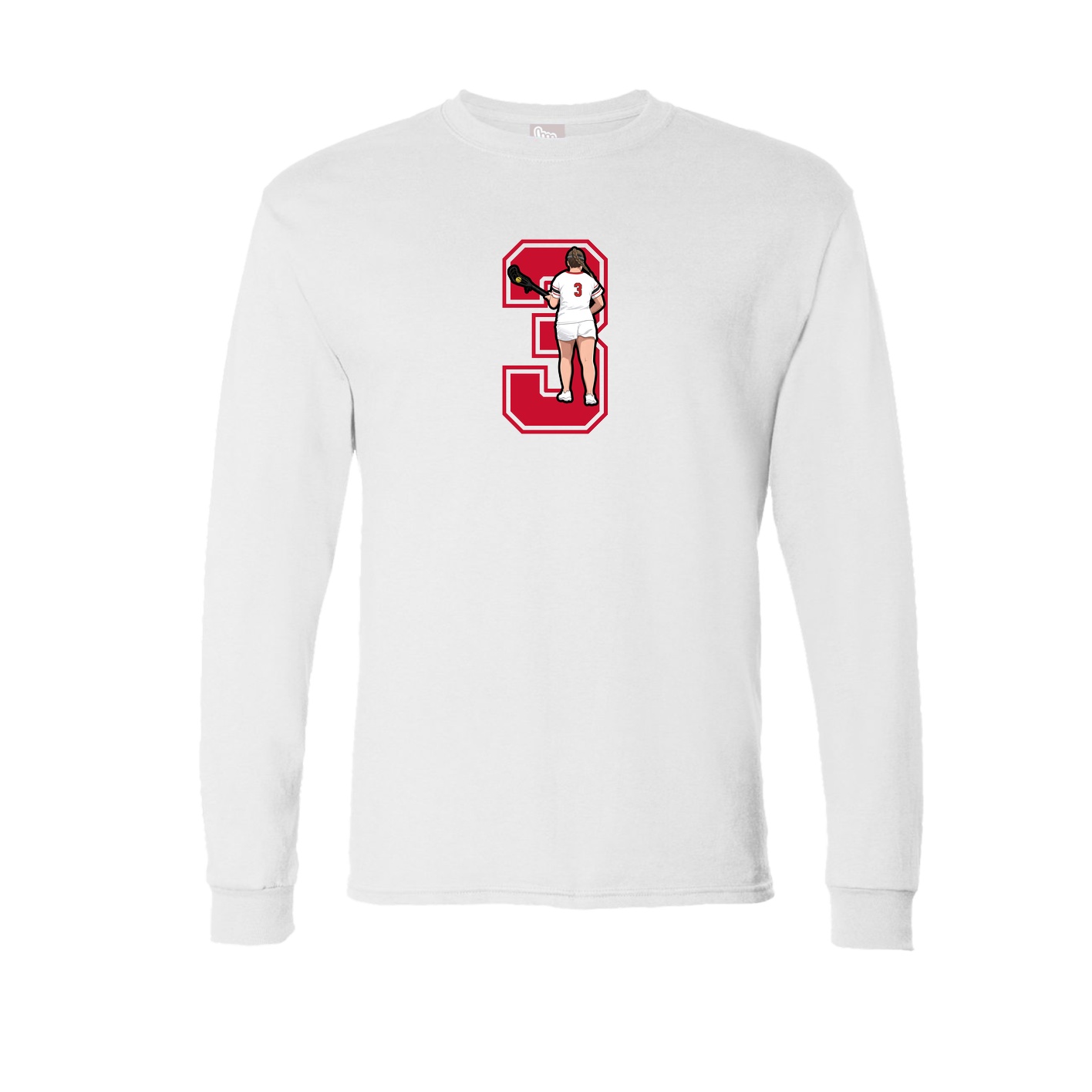 Long Sleeve Tee — Number in White