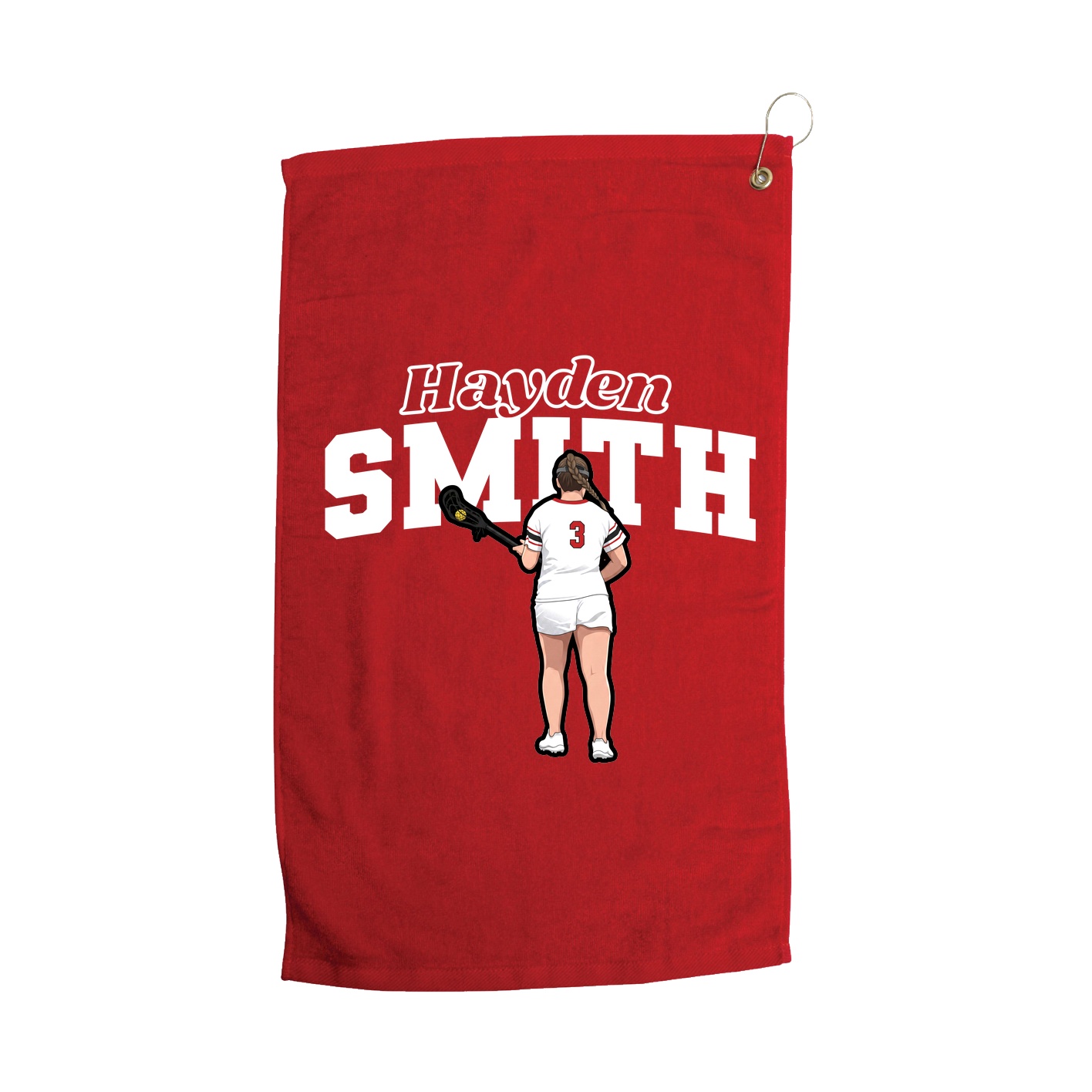 Golf Towel — Name Arch in Red