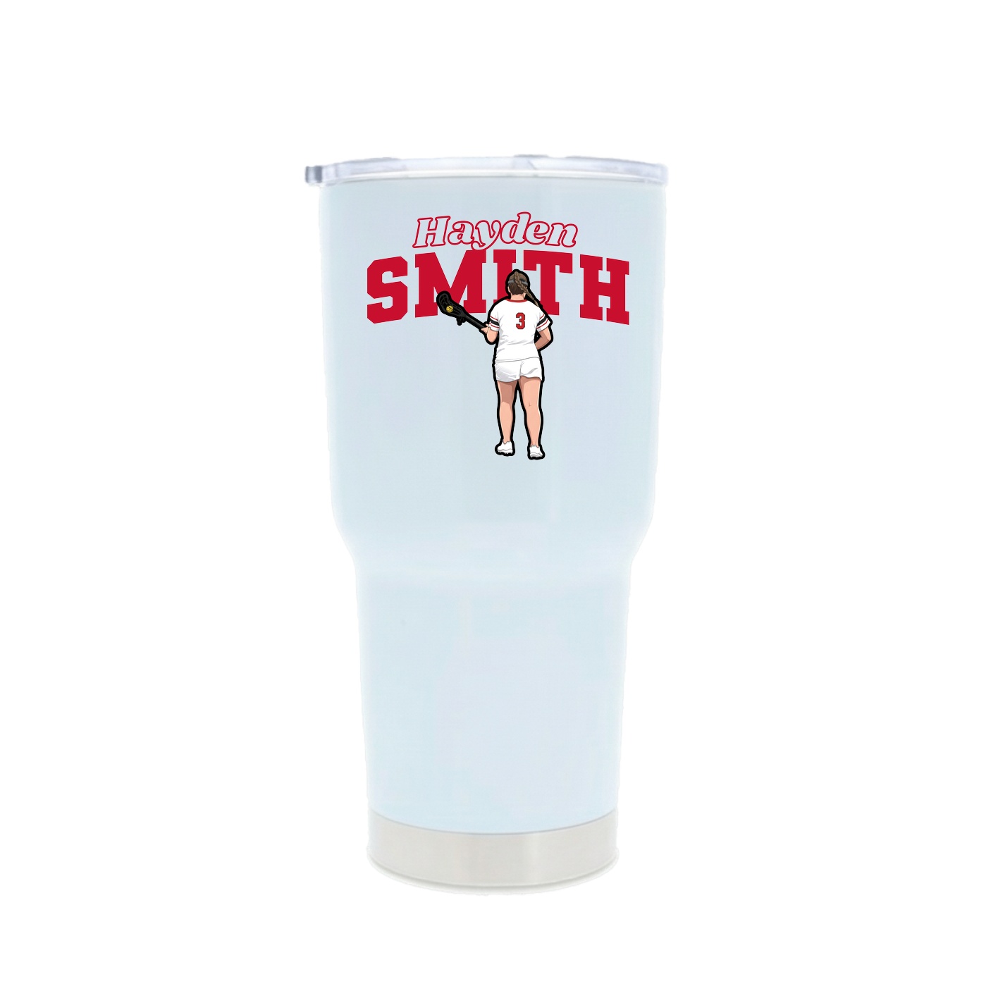 30oz Stainless Steel Tumbler — Name Arch in White