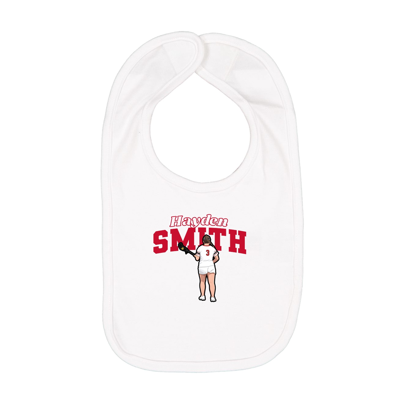 Infant Bib — Name Arch in White