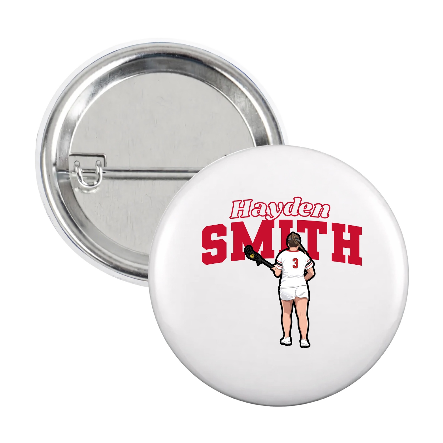 Game Day Button — Name Arch in White