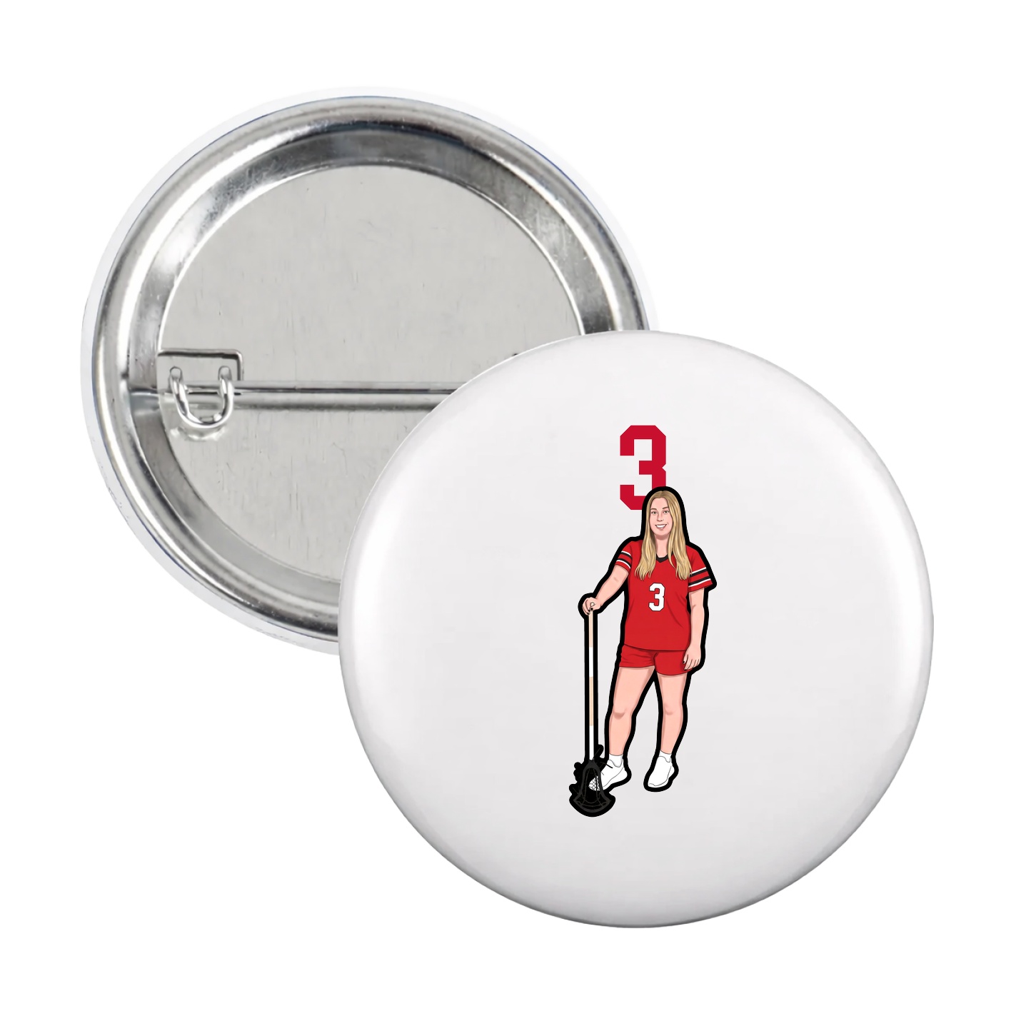 Game Day Button — Number Top in White