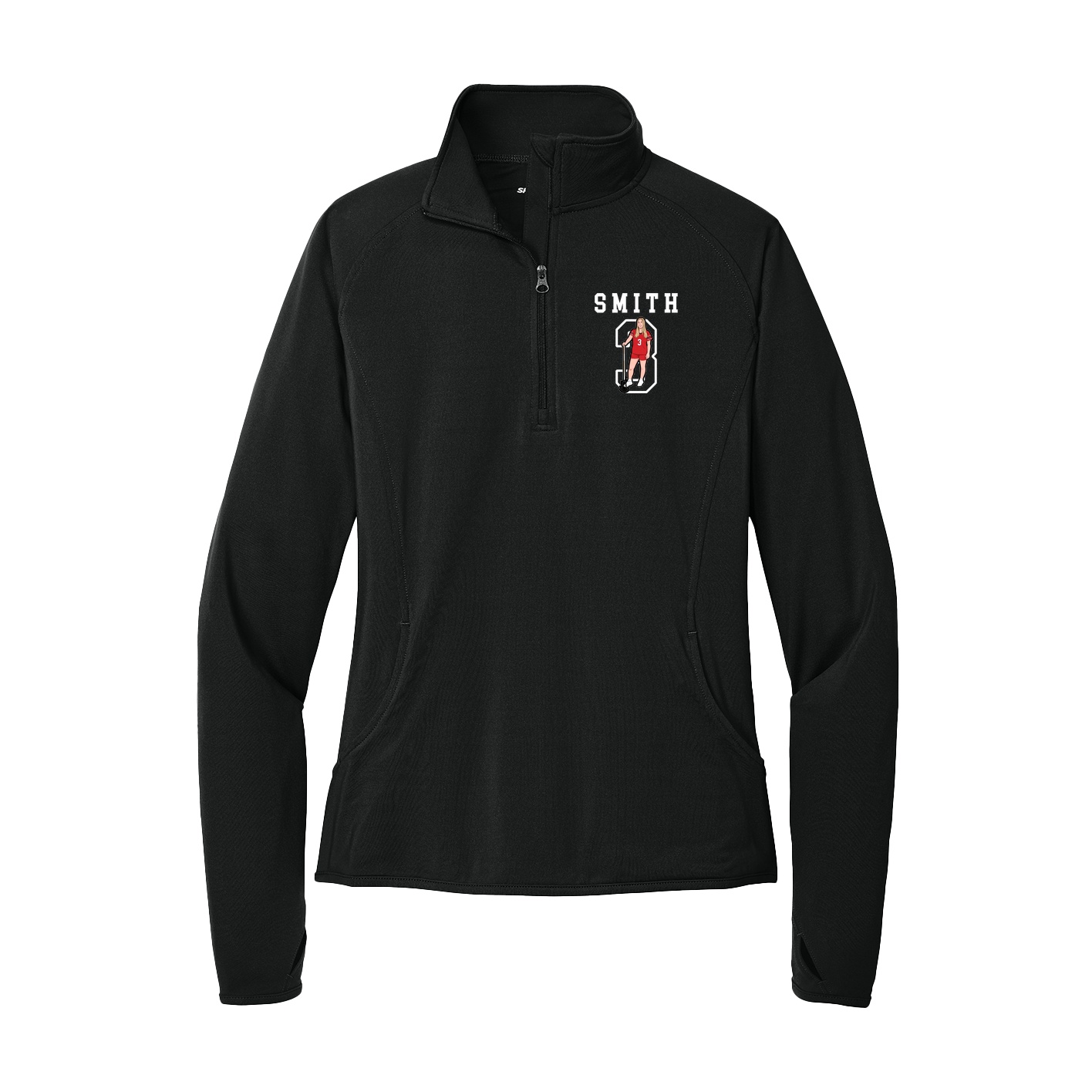 Women's Q-Zip Pullover — Shirsey in Black