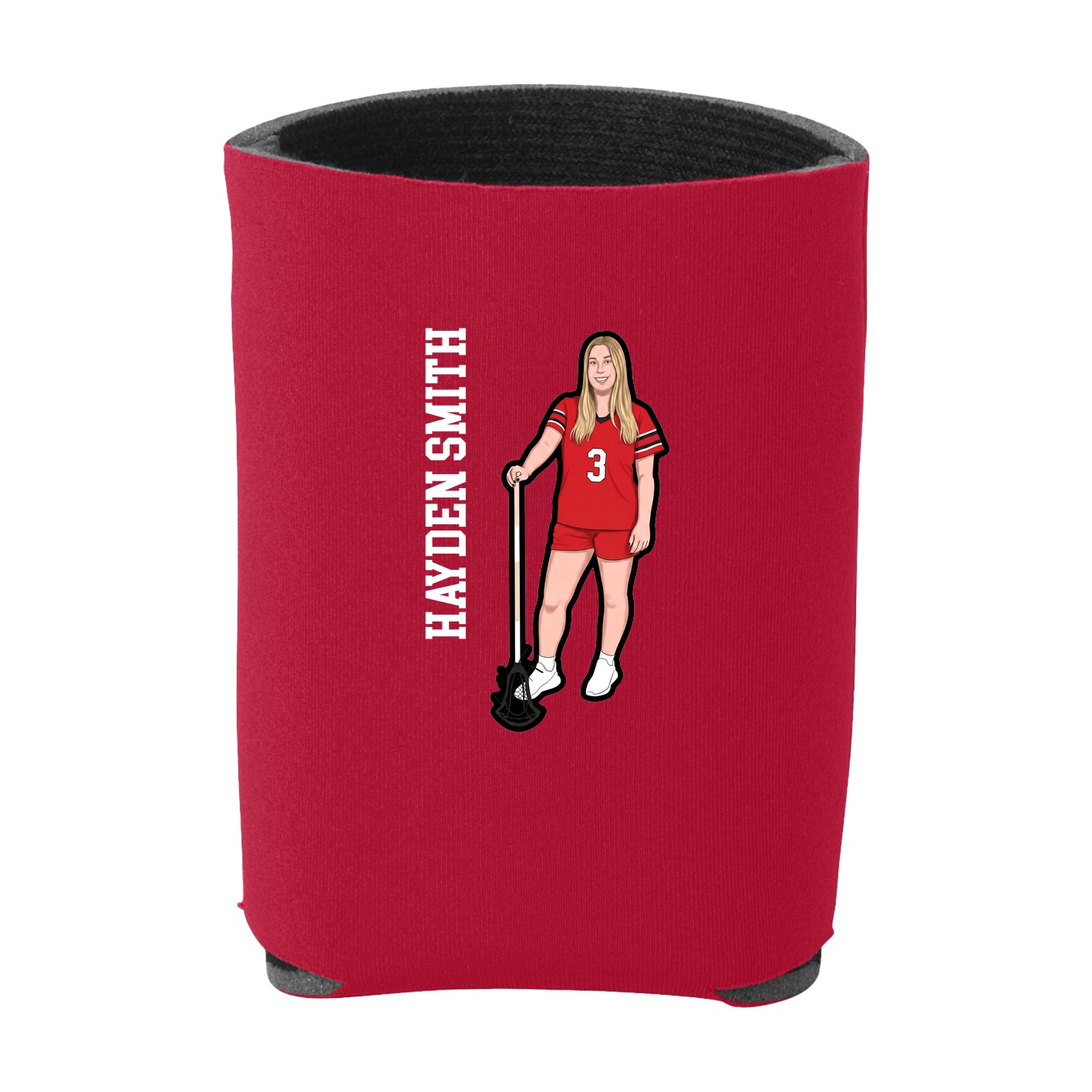Can Holder — Name Vertical in Red