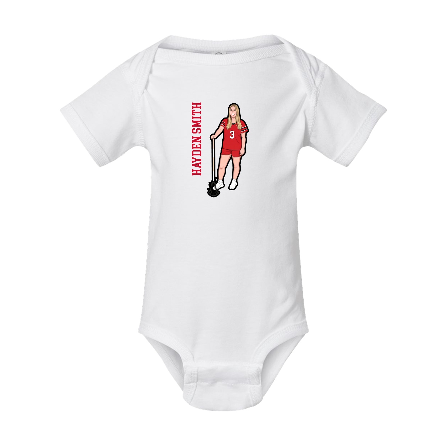 Baby Onesie — Name Vertical in White