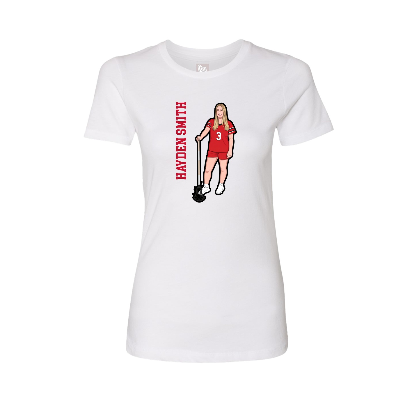 Womens Tee — Name Vertical in White
