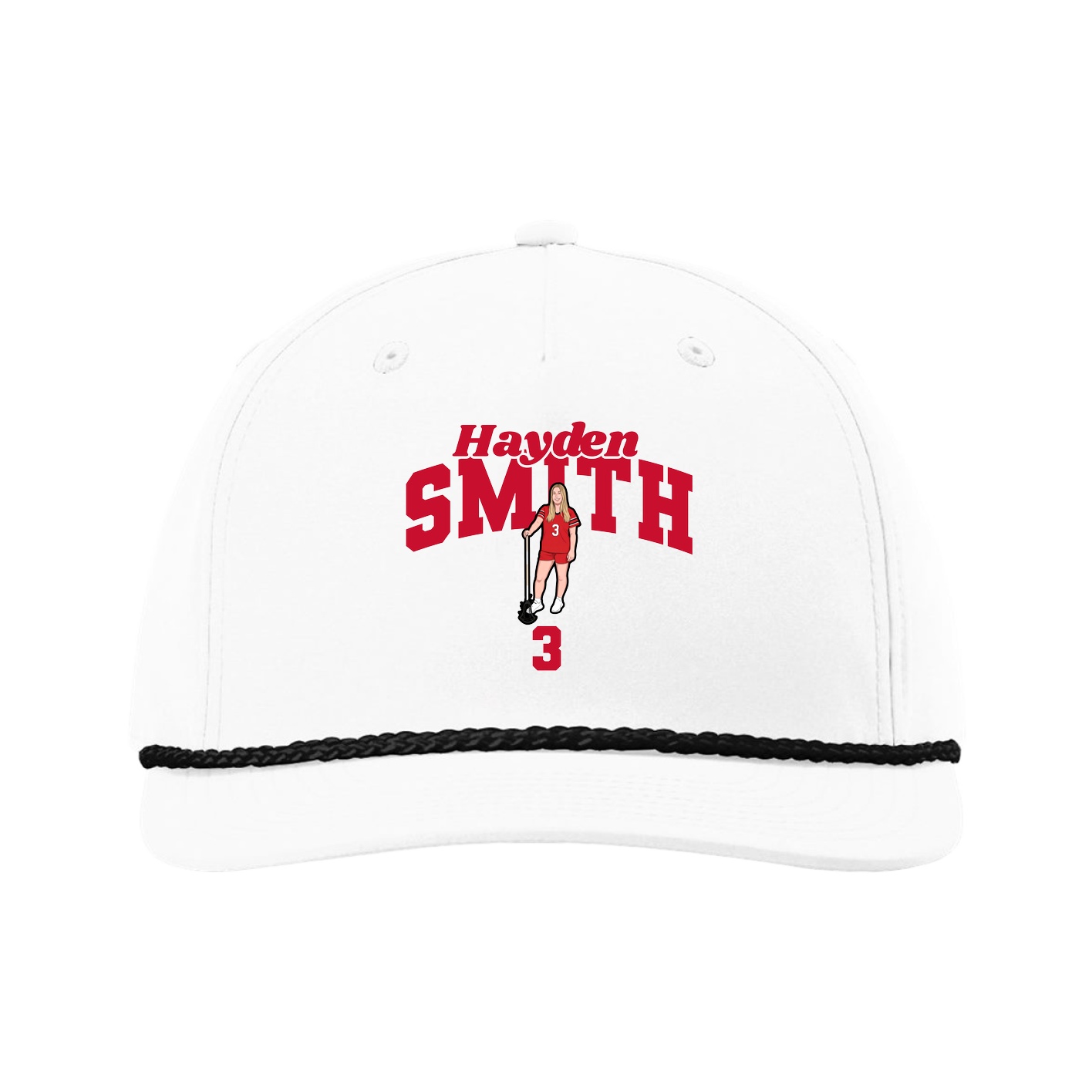 Five-Panel Classic Rope Cap — Signature Arch in White