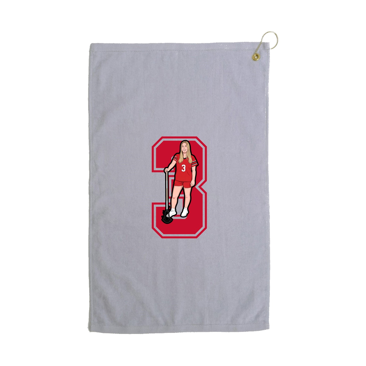 Golf Towel — Number in Grey