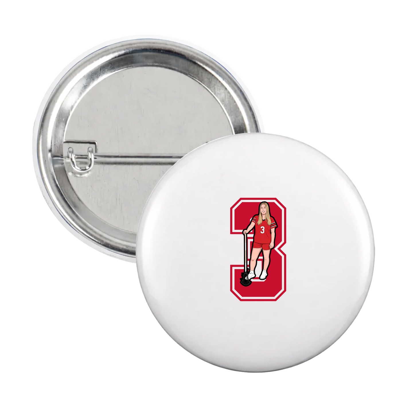 Game Day Button — Number in White