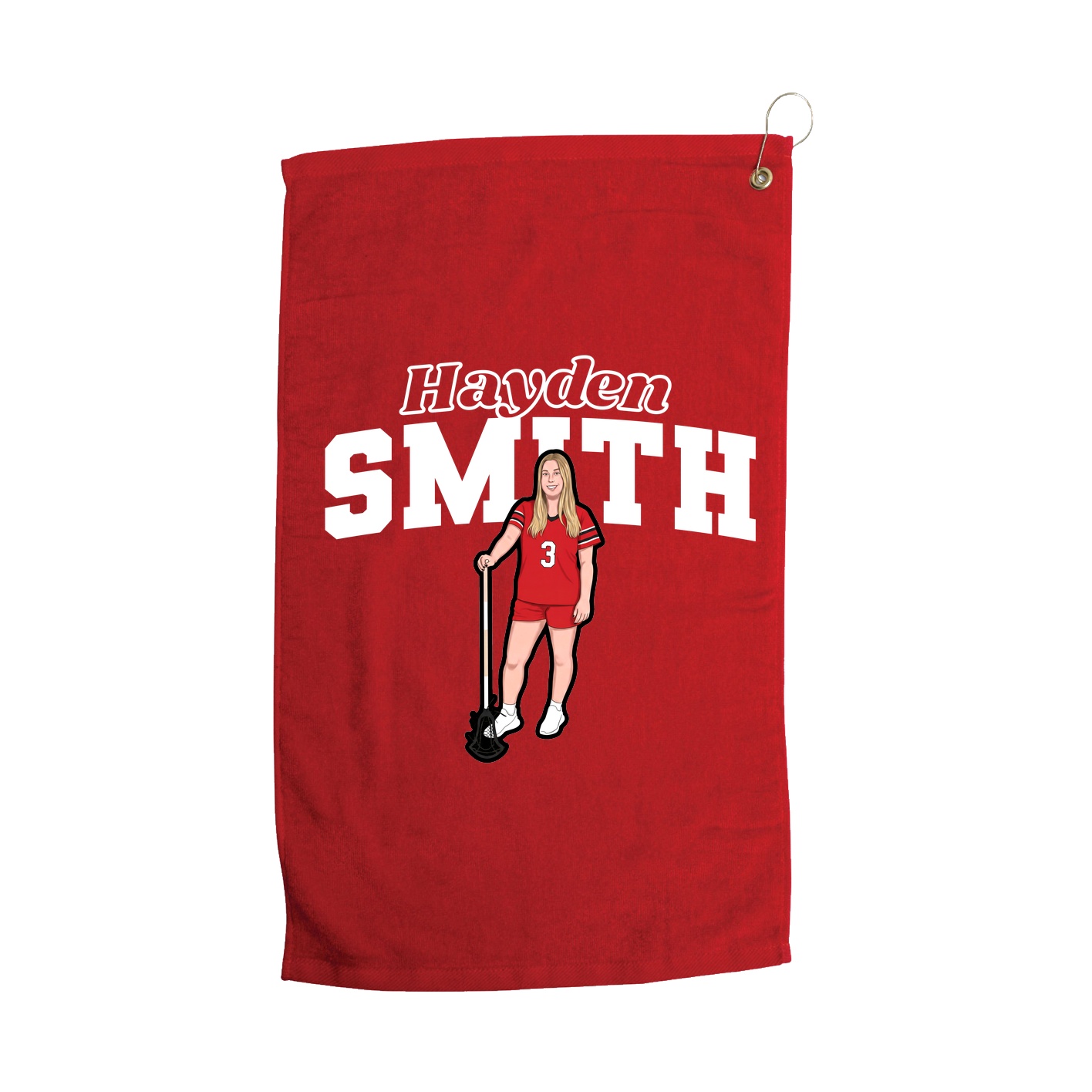 Golf Towel — Name Arch in Red