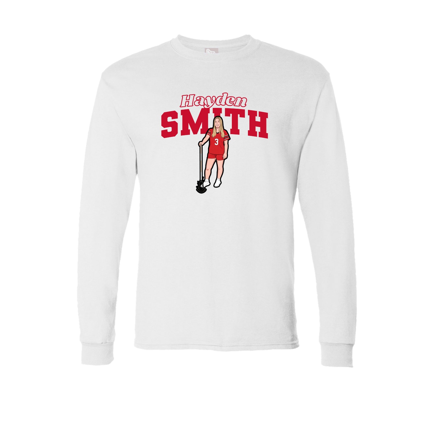 Long Sleeve Tee — Name Arch in White