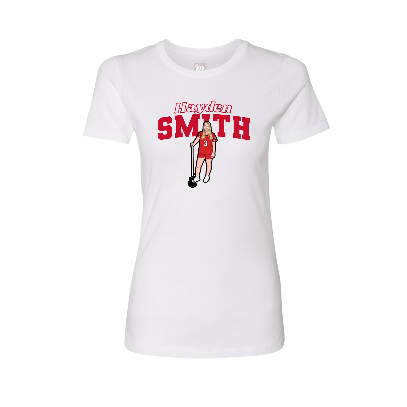 Fitted Women's Tee — Name Arch in White