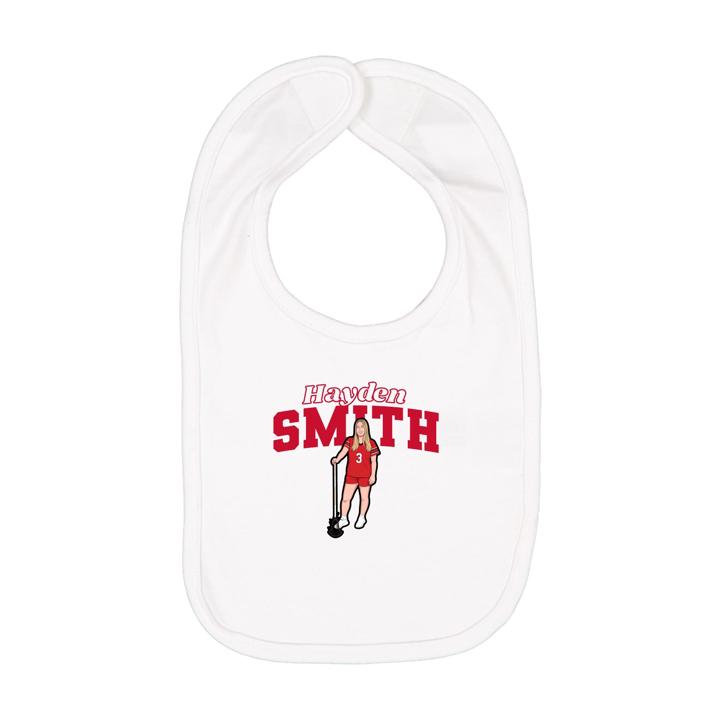 Infant Bib — Name Arch in White