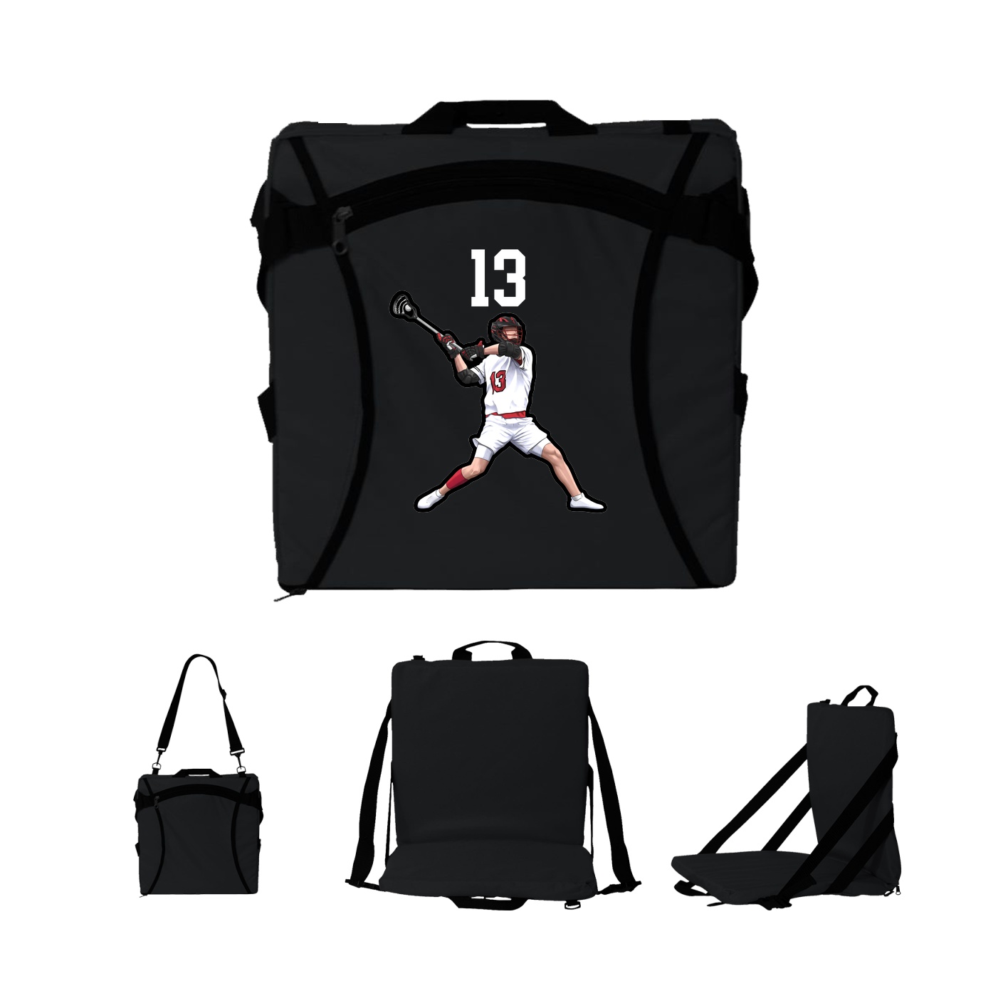 Folding Stadium Seat — Number Top in Black