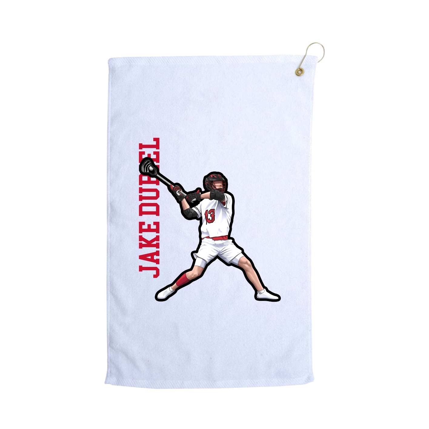 Golf Towel — Name Vertical in White