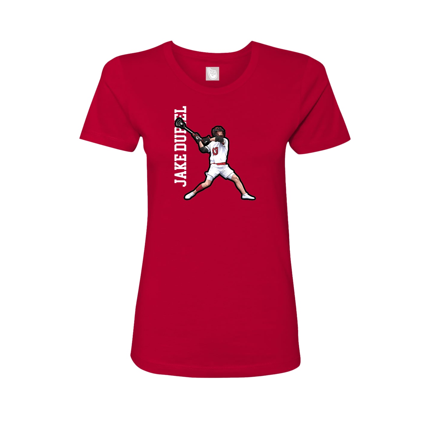 Fitted Women's Tee — Name Vertical in Red