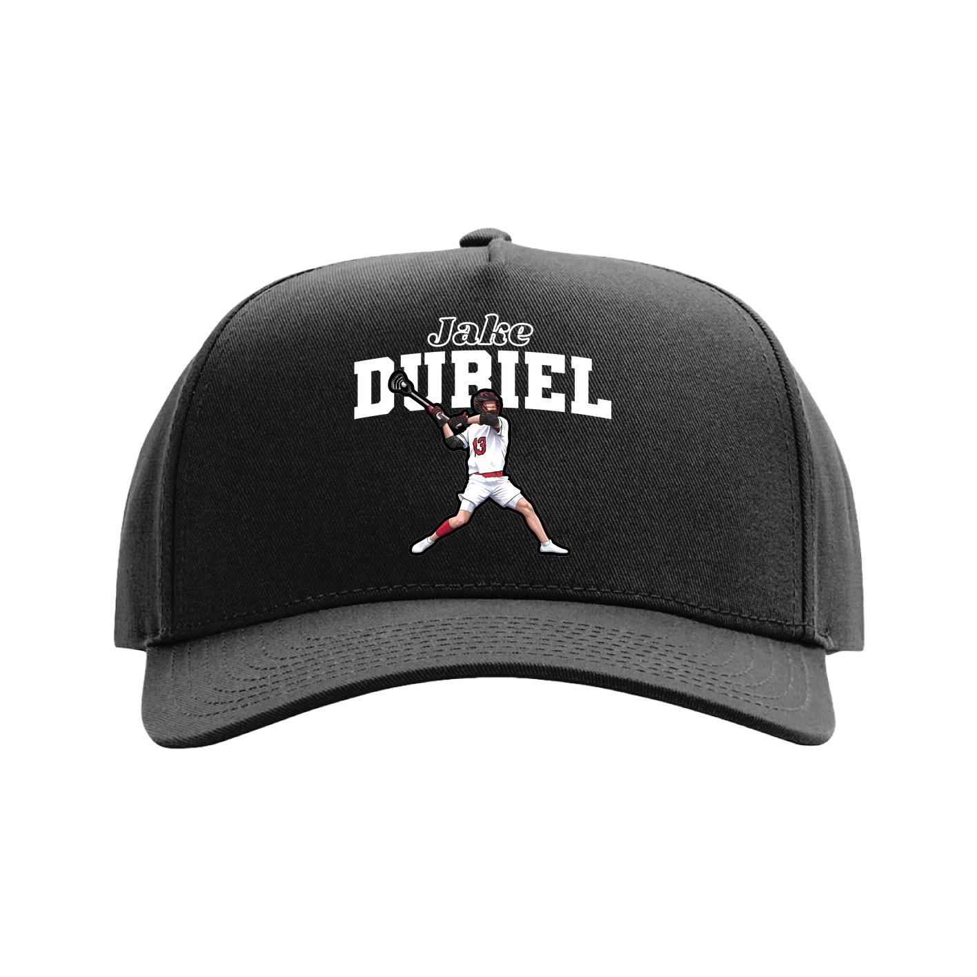 Full Fabric Five-Panel Champ Cap — Name Arch in Black