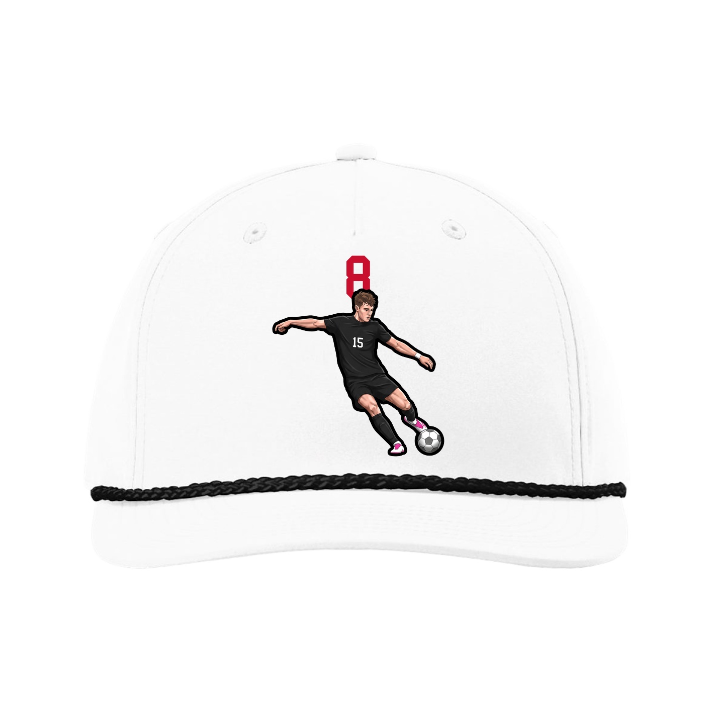 Five-Panel Classic Rope Cap — Number Top in White