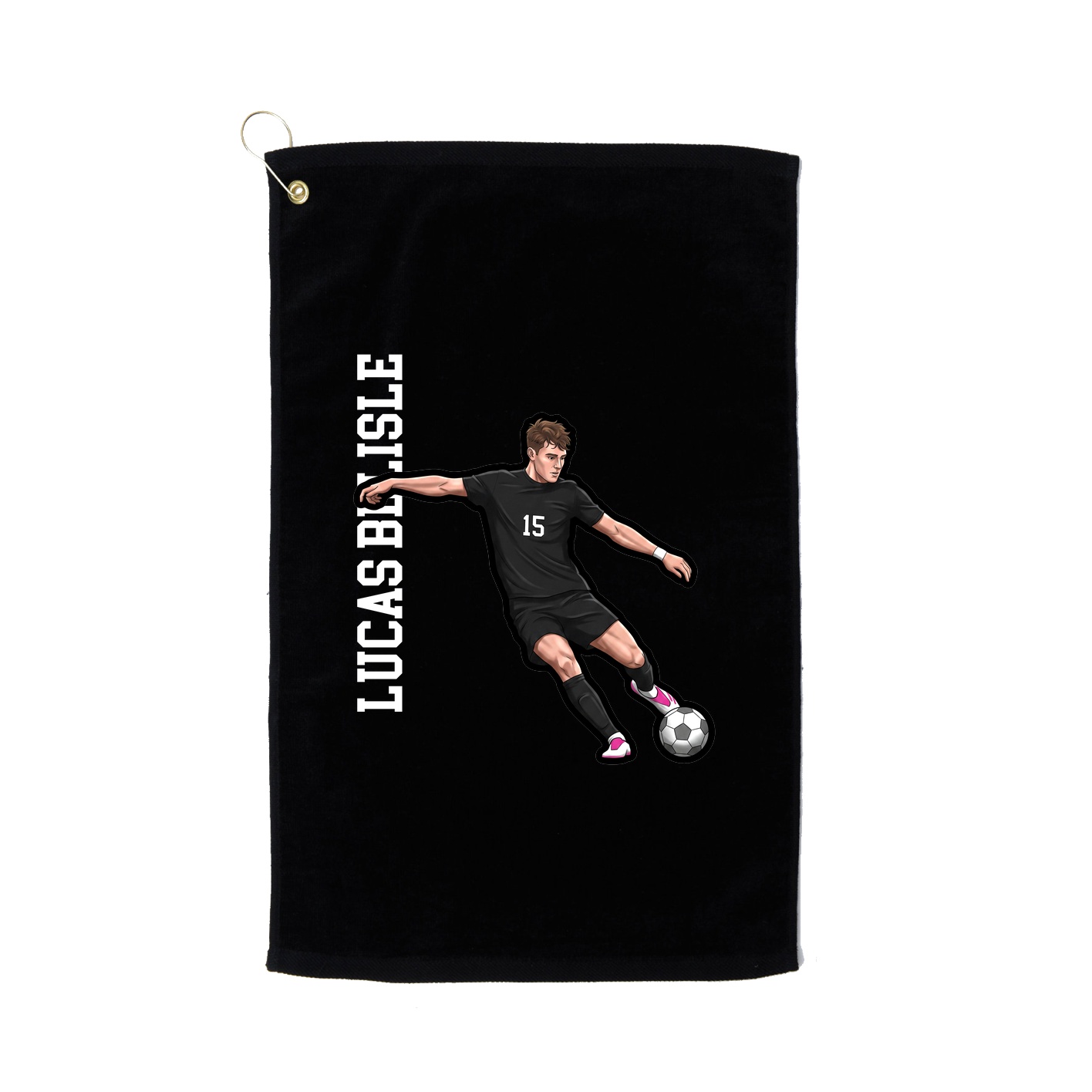 Golf Towel — Name Vertical in Black