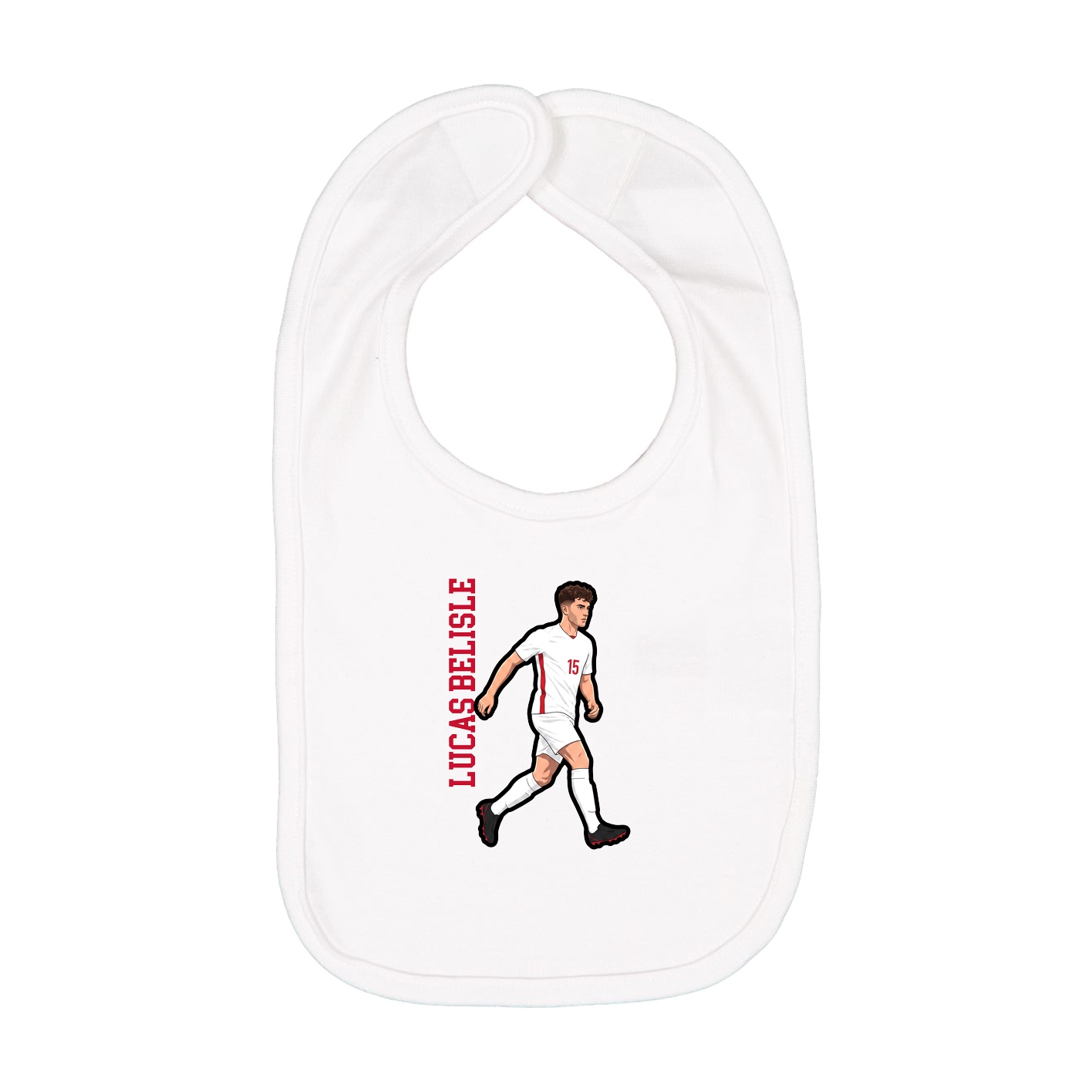 Infant Bib — Name Vertical in White