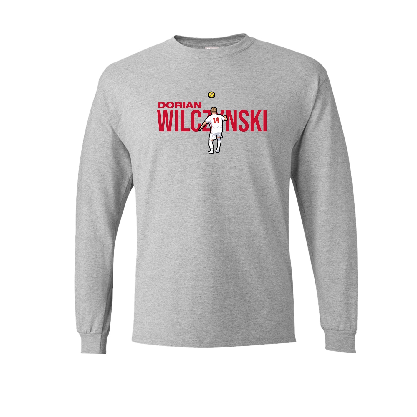 Long Sleeve Tee — Player Name in Grey