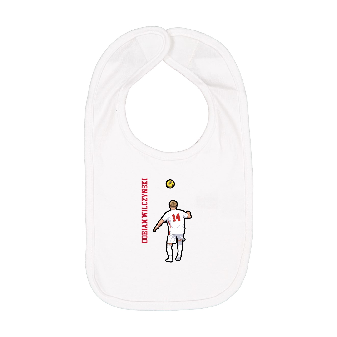 Infant Bib — Name Vertical in White