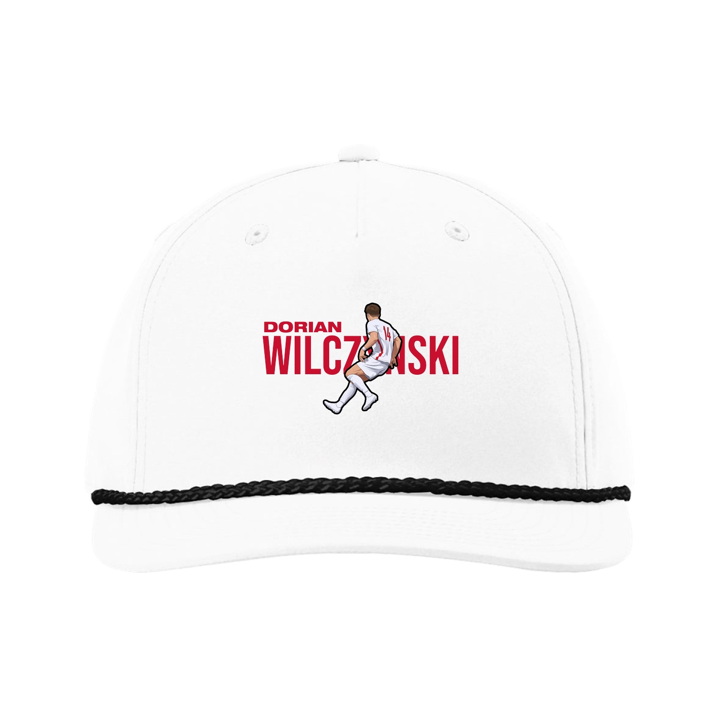 Five-Panel Classic Rope Cap — Player Name in White
