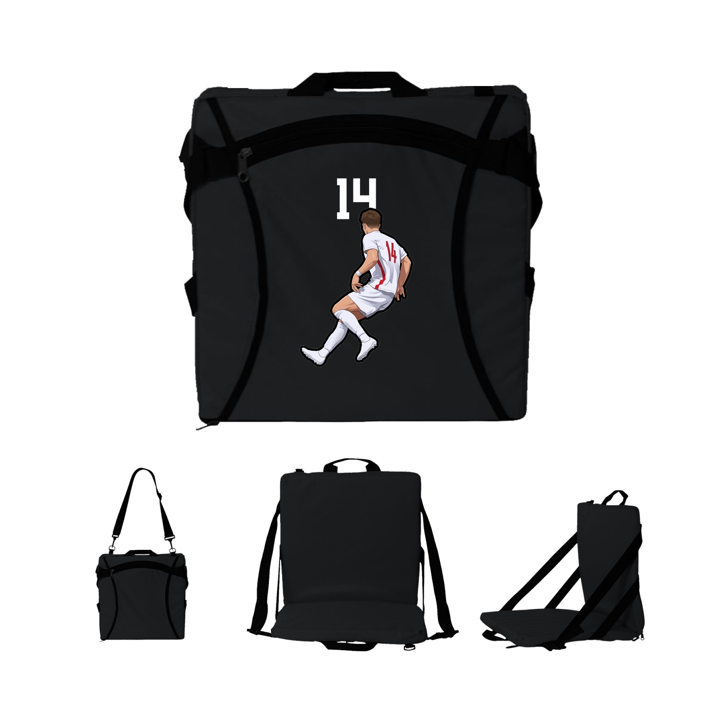 Folding Stadium Seat — Number Top in Black