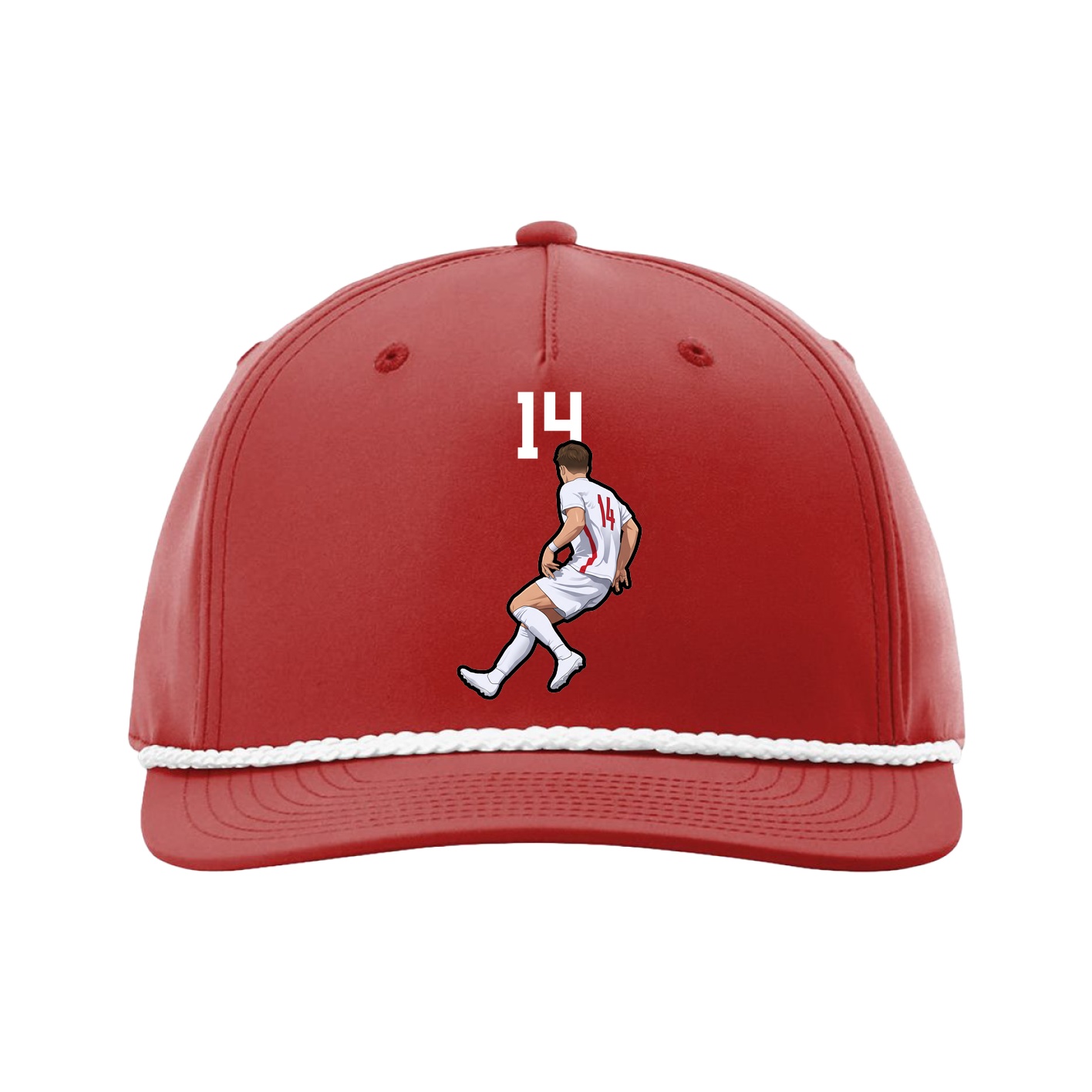 Five-Panel Classic Rope Cap — Number Top in Red