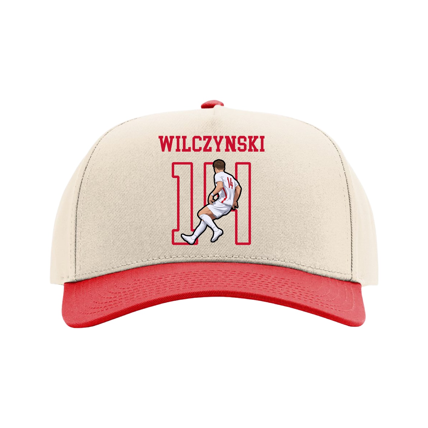 Full Fabric Five-Panel Champ Cap — Shirsey in Cream/Red