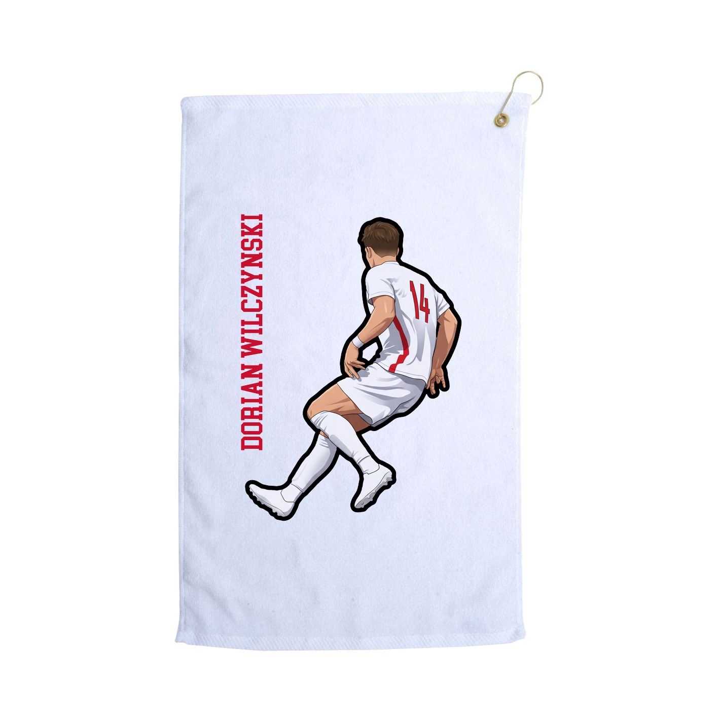 Golf Towel — Name Vertical in White