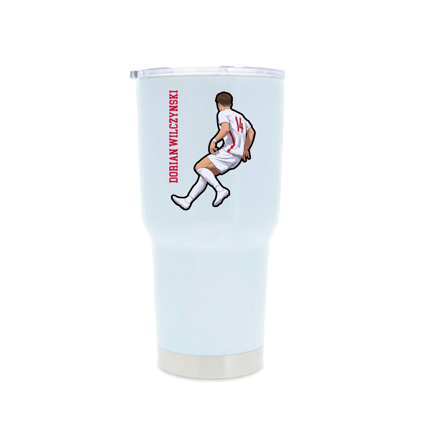 30oz Stainless Steel Tumbler — Name Vertical in White