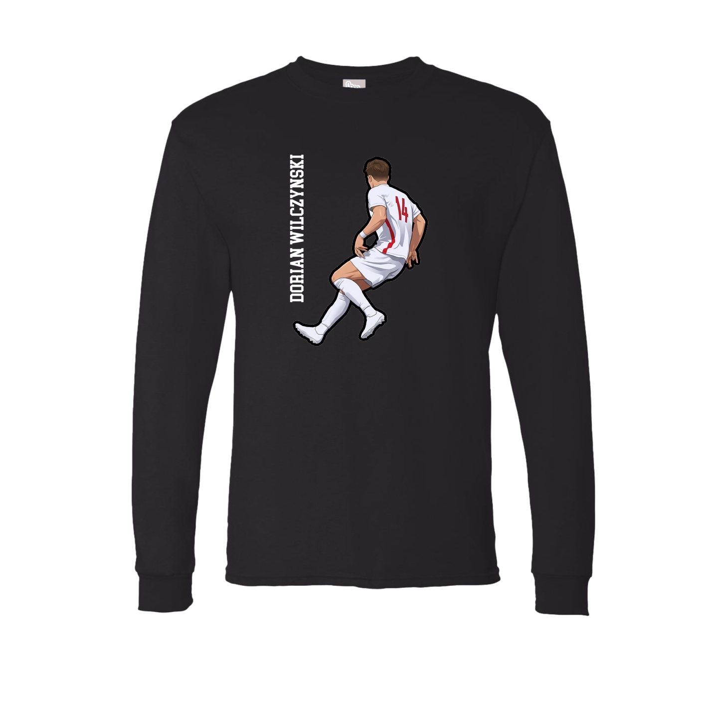 Long Sleeve Tee — Name Vertical in Black