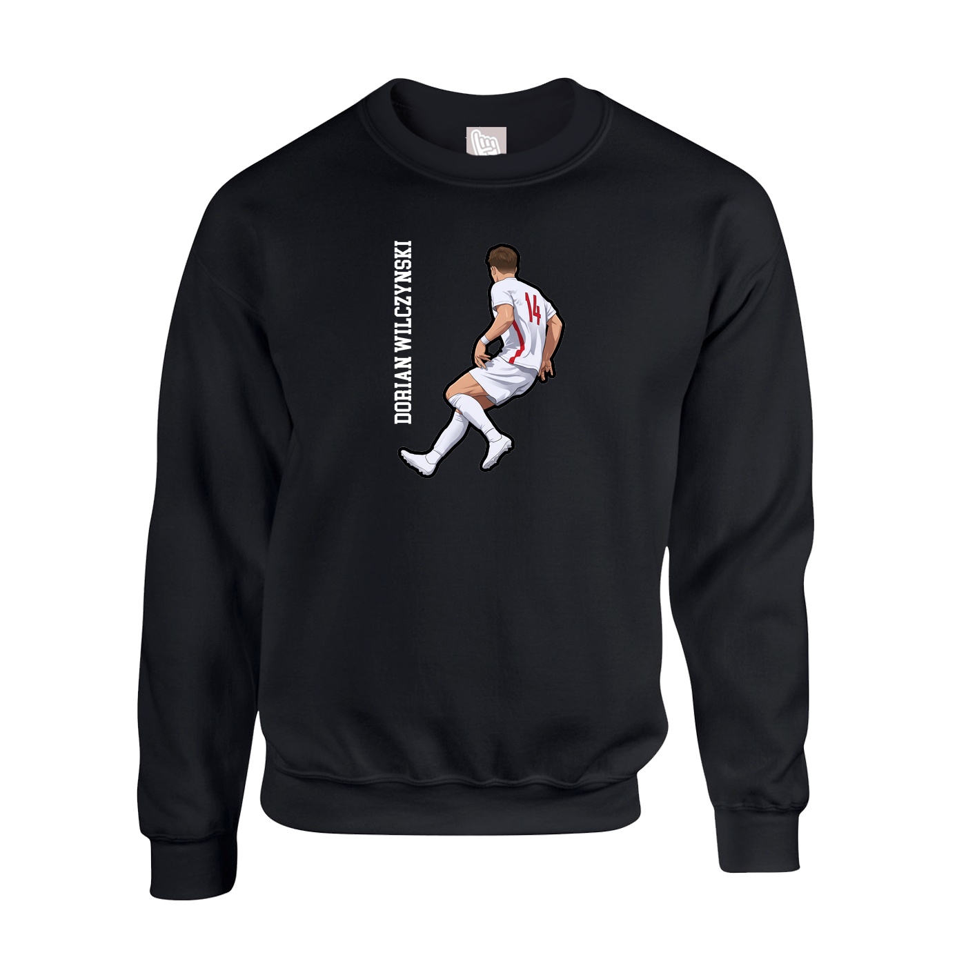Fleece Crew — Name Vertical in Black