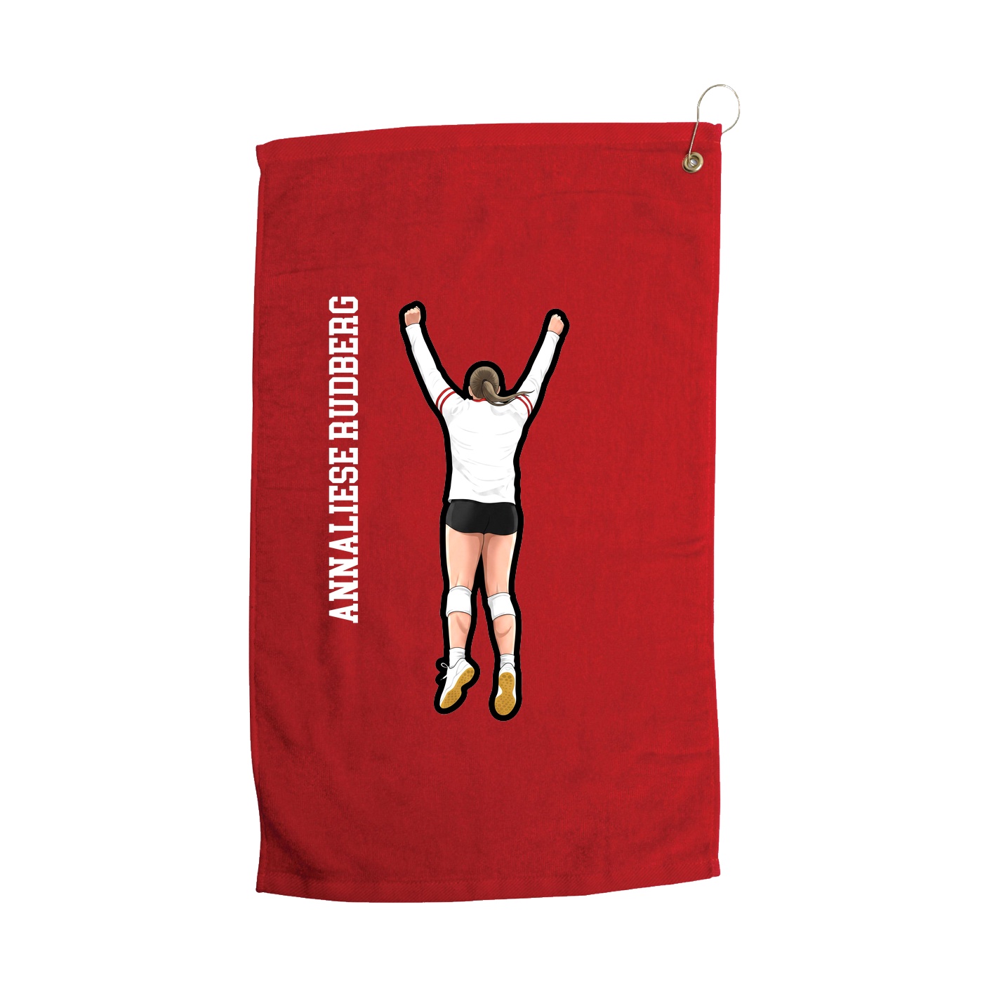 Golf Towel — Name Vertical in Red