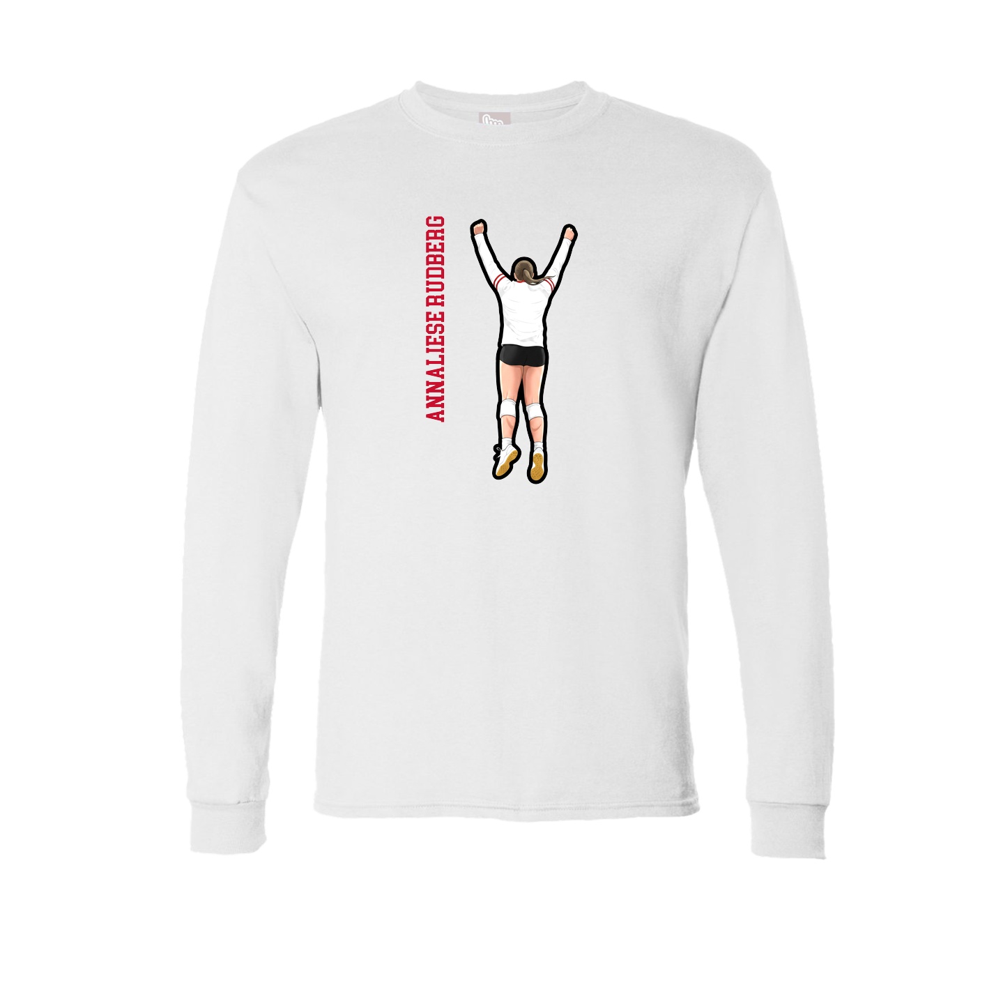 Long Sleeve Tee — Name Vertical in White